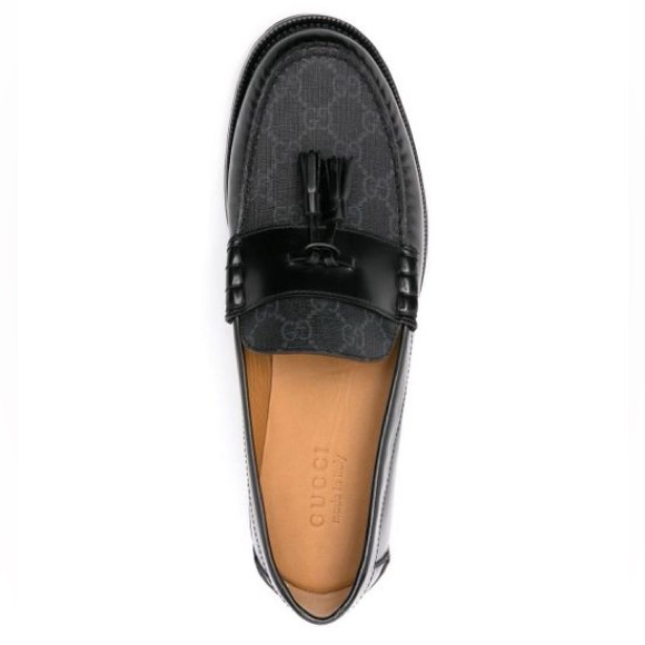 Gucci WOMANS 8.5 Black leather monogram loafer NWT - Picture 1 of 9
